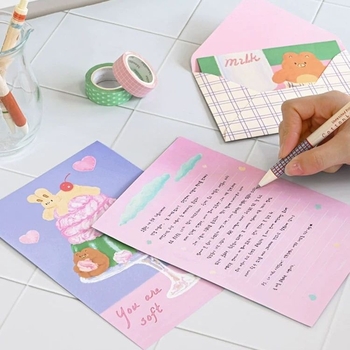 Set uredskih materijala s slatkim crtićanim ilustracijama životinja za ljubavna pisma; uključuje omotnice i papir za pisanje; Stil omotnice: kineski stil omotnice; Uvoz: Ne; Poklon: Ne; IP odobrenje: Ne