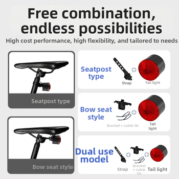 Bicyklové zadné svetlo s projekciou a vzorom prispôsobením, nabíjateľné LED svetlo, 500 mAh, 2W, 360° otočné