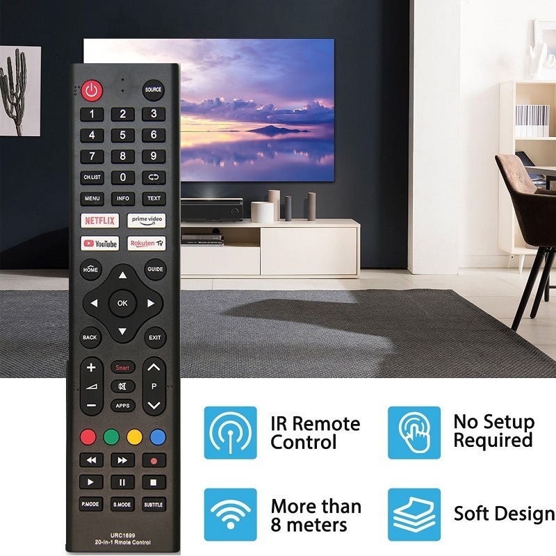 Univerzalni daljinski upravljač za televizor, 20-u-1, model RM-L1699, domet 8 m, marka HJD
