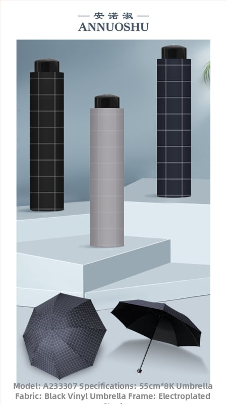 Annuoshu ομπρέλα τριών πτυχών με οκτώ βραχίονες, χειροκίνητο άνοιγμα, UPF 50+ προστασία UV, μεταλλικός σκελετός