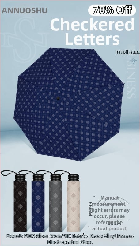 Annuoshu ομπρέλα τριών πτυχών με οκτώ βραχίονες, χειροκίνητο άνοιγμα, UPF 50+ προστασία UV, μεταλλικός σκελετός