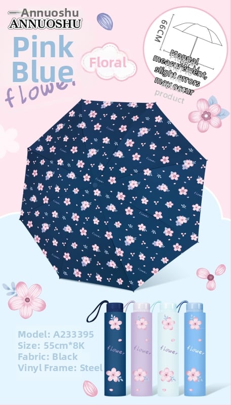 Annuoshu ομπρέλα τριών πτυχών με οκτώ βραχίονες, χειροκίνητο άνοιγμα, UPF 50+ προστασία UV, μεταλλικός σκελετός