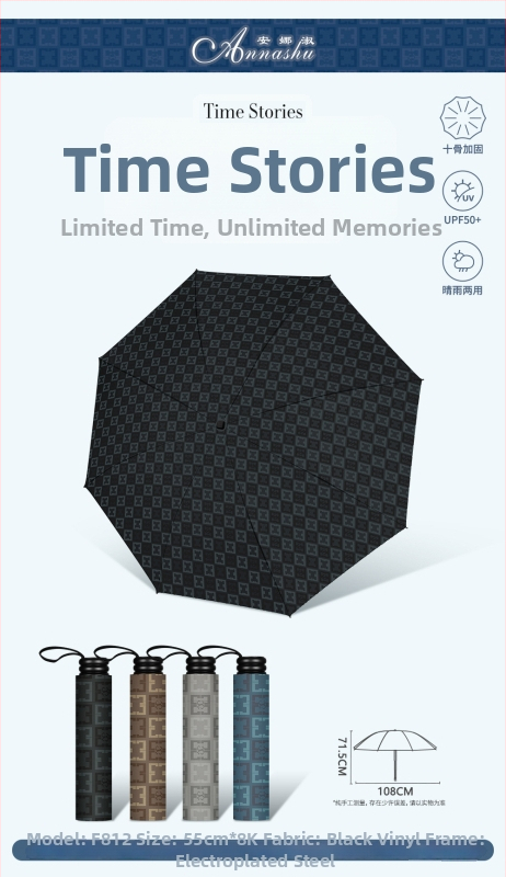 Annuoshu ομπρέλα τριών πτυχών με οκτώ βραχίονες, χειροκίνητο άνοιγμα, UPF 50+ προστασία UV, μεταλλικός σκελετός