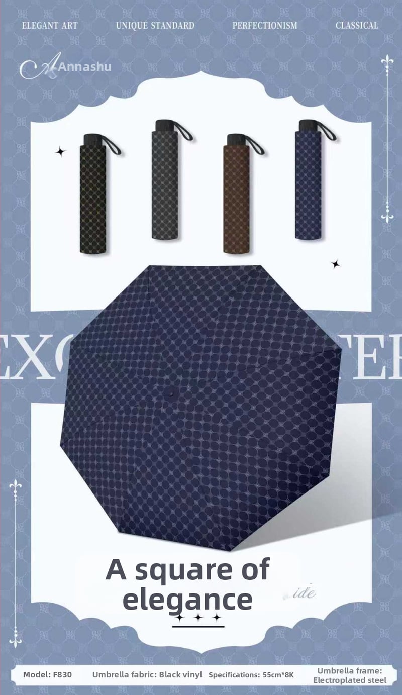 Annuoshu ομπρέλα τριών πτυχών με οκτώ βραχίονες, χειροκίνητο άνοιγμα, UPF 50+ προστασία UV, μεταλλικός σκελετός