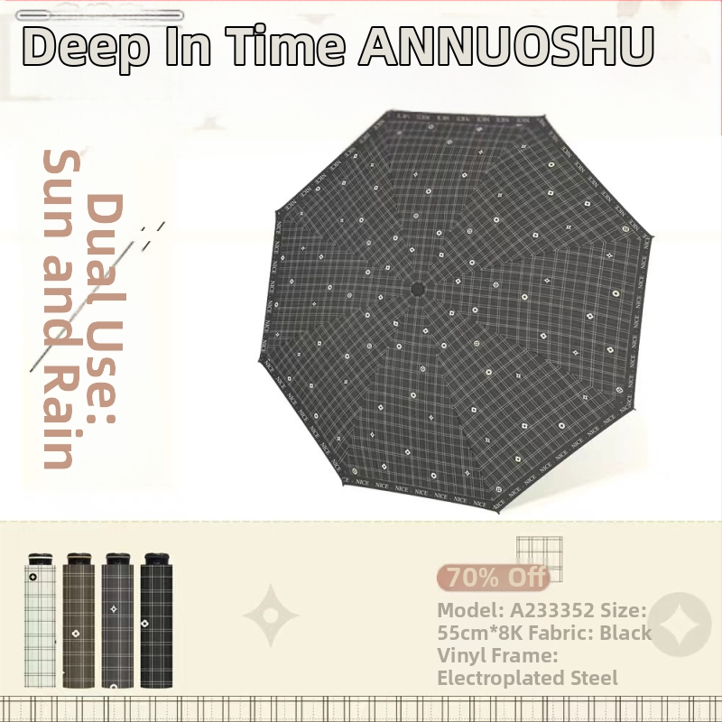 Annuoshu ομπρέλα τριών πτυχών με οκτώ βραχίονες, χειροκίνητο άνοιγμα, UPF 50+ προστασία UV, μεταλλικός σκελετός