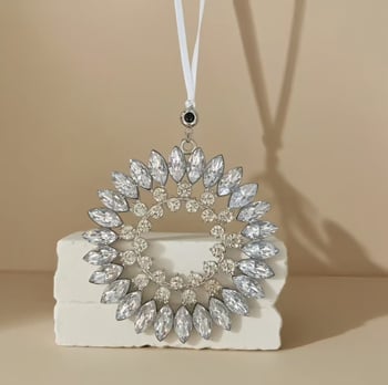 Božićni projekcijski privjesak od legure s kristalima, elektroplatiranje, motiva biljaka i cvijeća, projekcija fotografije po narudžbi