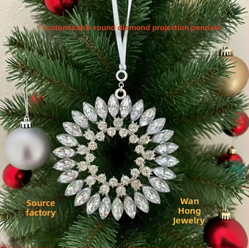 Božićni projekcijski privjesak od legure s kristalima, elektroplatiranje, motiva biljaka i cvijeća, projekcija fotografije po narudžbi