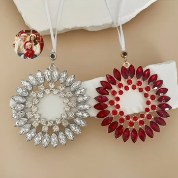 Božićni projekcijski privjesak od legure s kristalima, elektroplatiranje, motiva biljaka i cvijeća, projekcija fotografije po narudžbi