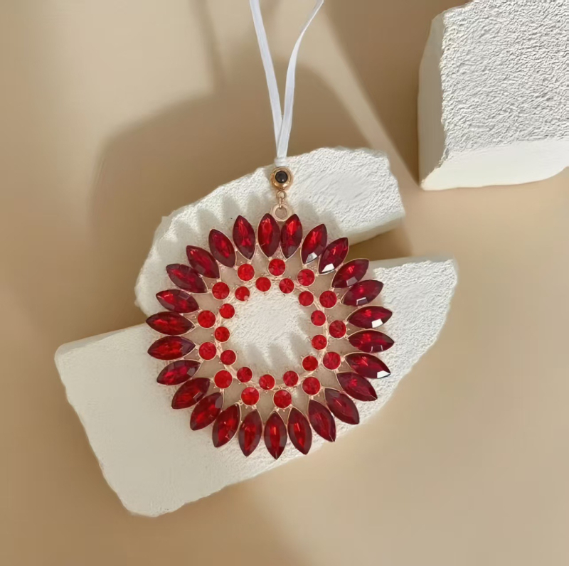 Božićni projekcijski privjesak od legure s kristalima, elektroplatiranje, motiva biljaka i cvijeća, projekcija fotografije po narudžbi