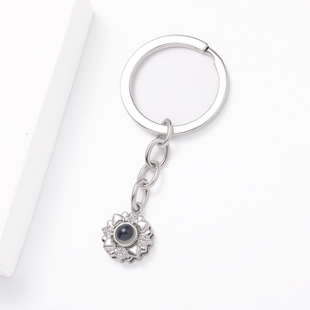 Ključni privjesak sa srcolikim motivom, bakar, elektroplatiranje, korejski stil, cvjetni uzorak