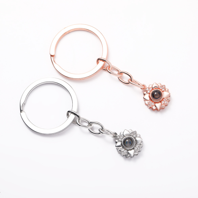 Ključni privjesak sa srcolikim motivom, bakar, elektroplatiranje, korejski stil, cvjetni uzorak