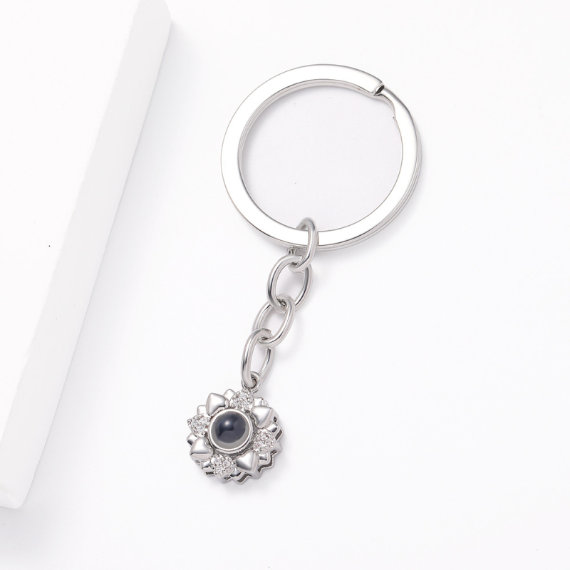 Ključni privjesak sa srcolikim motivom, bakar, elektroplatiranje, korejski stil, cvjetni uzorak