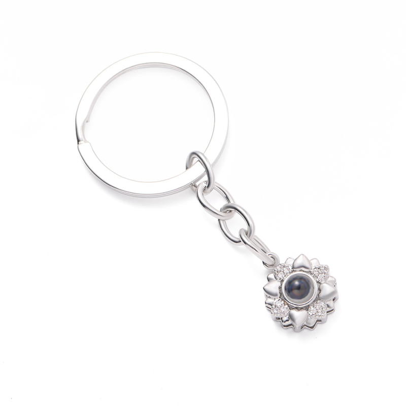 Ključni privjesak sa srcolikim motivom, bakar, elektroplatiranje, korejski stil, cvjetni uzorak