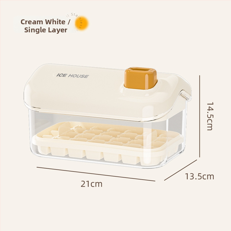 Veľkokapacitná formička na ľad pre domáce použitie, potravinárskej kvality, s viečkom, jedným tlačidlom na výrobu ľadu, ľahké vyklopenie, vhodná pre DIY detskú výživu