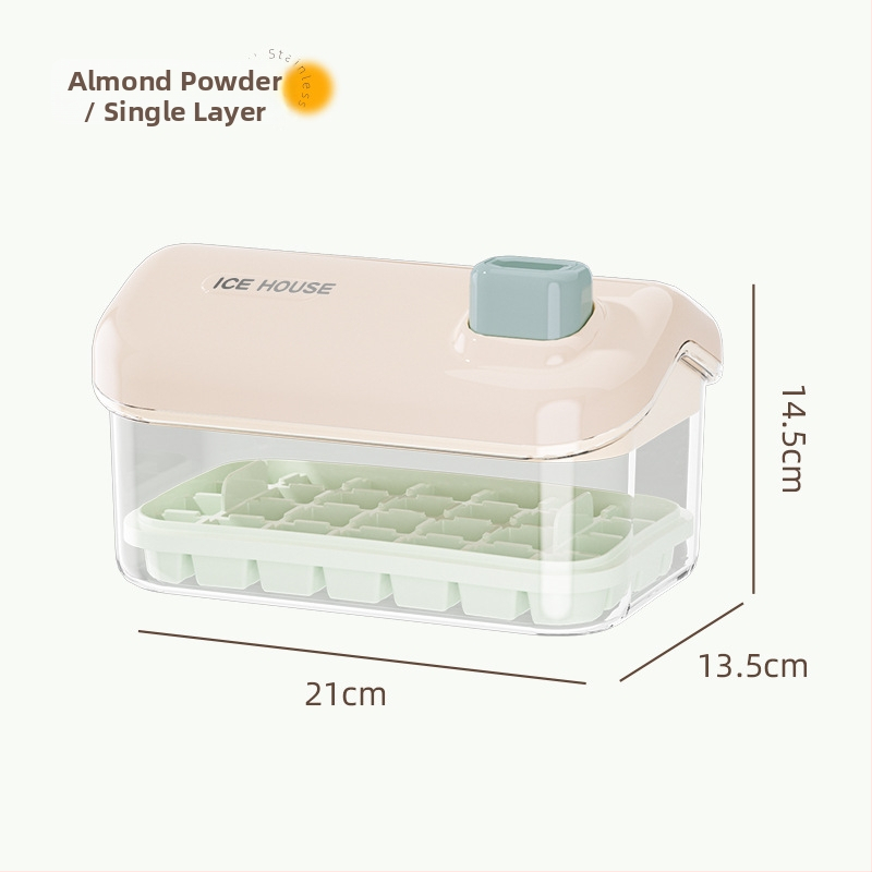 Veľkokapacitná formička na ľad pre domáce použitie, potravinárskej kvality, s viečkom, jedným tlačidlom na výrobu ľadu, ľahké vyklopenie, vhodná pre DIY detskú výživu