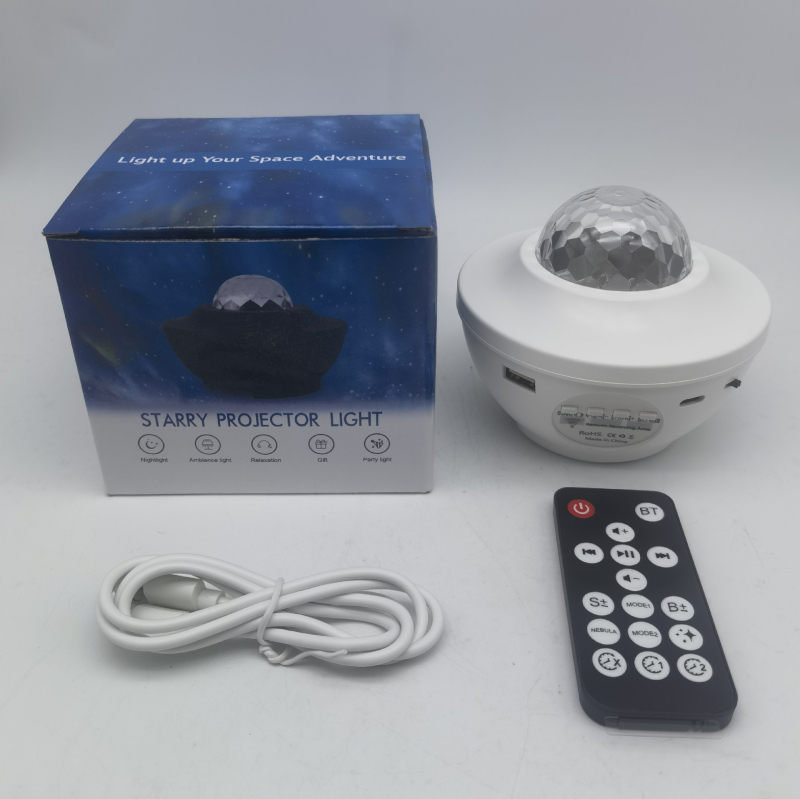 Projektna lampa sa zvjezdanim nebom i vodnim valovima, USB napajanje, Bluetooth zvuk, daljinski upravljač, stolna verzija