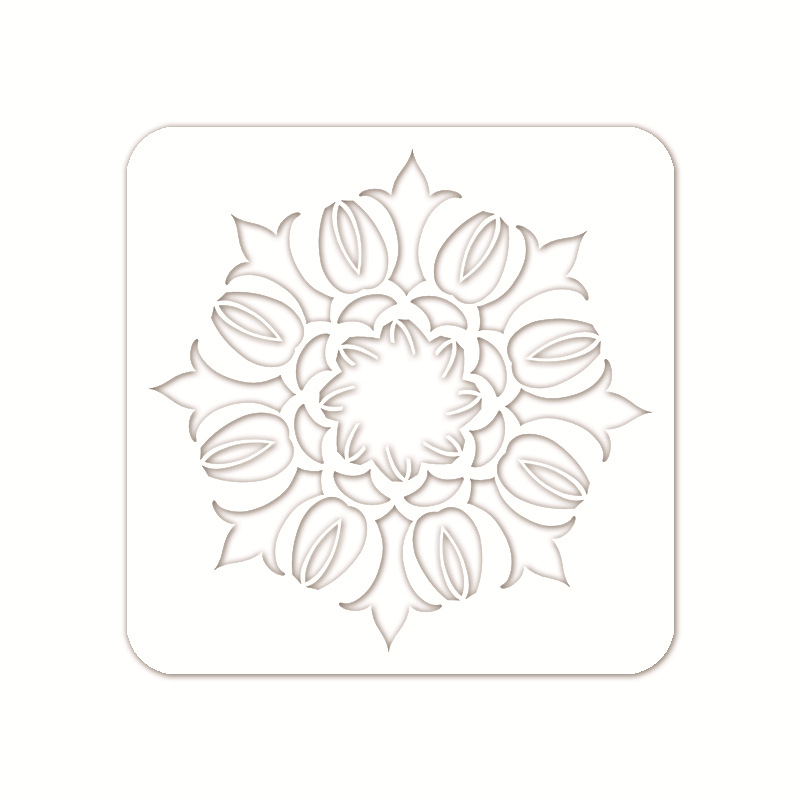 Mandala kamena ploča za slikanje s šablonom izreza cvijeta Datura - PET materijal, Marka: Four Seasons Pomelo, IP odobrenje: Ne, Uvoz: Ne