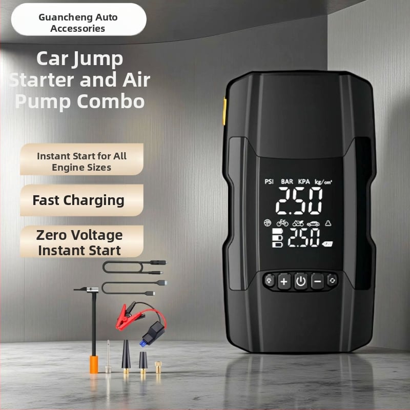 Vzduchová pumpa do auta s núdzovým štartom a napájaním, 14,8 V, 120 W, 35 L/min, digitálny displej, prevádzka >20 min