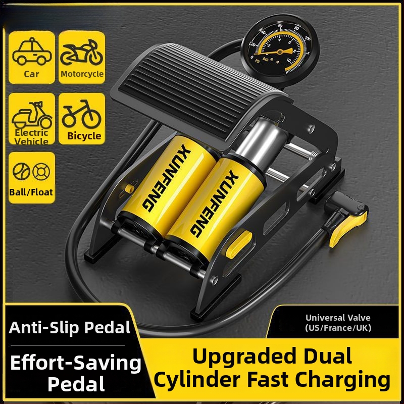 Pedálový nafukovač do auta s digitálnym displejom, 240V, 220W, viac ako dva valce, varovné svetlo