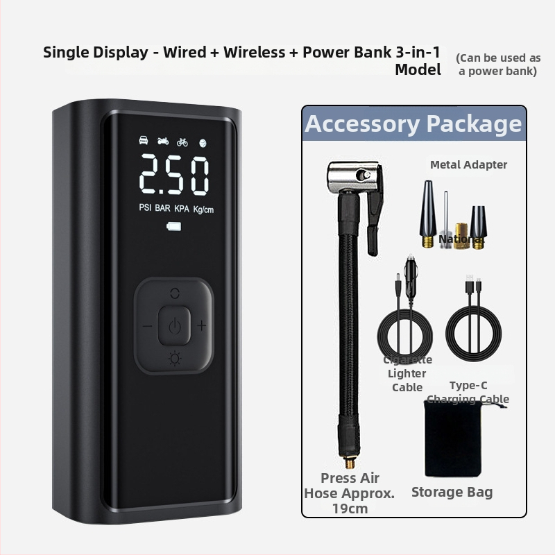 Autóhoz készült hordozható levegőpumpa digitális kijelzővel - 120W, 35 L/min, 3 m kábel, 690 g