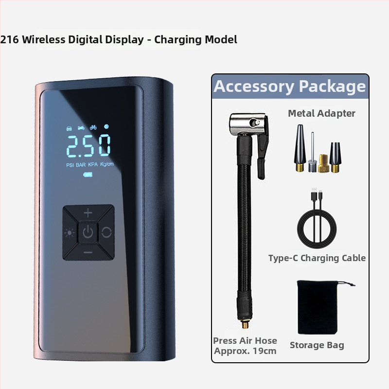 Autóhoz készült hordozható levegőpumpa digitális kijelzővel - 120W, 35 L/min, 3 m kábel, 690 g