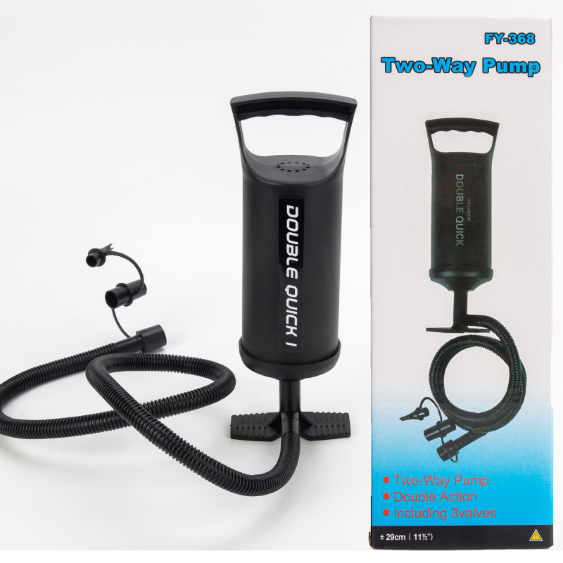 Ručna dvostruka pumpa za zrak (Model 198), plastično kućište, za lopte, uključuje 2 adaptera za nadimanje