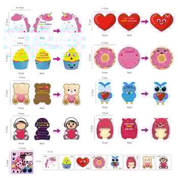 WS-YAHANART Ден на Свети Валентин DIY комплект за поздравителни картички – крафт хартия, четирицветен печат, включва 24 празни картички, 24 плика, 24 тату стикери и 3 стикера