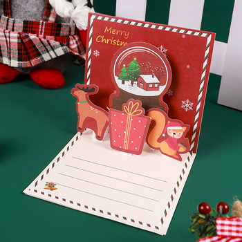 3D Χριστουγεννιάτικη ευχετήρια κάρτα, διπλωτή, χαρτόνι, τετραχρωπη εκτύπωση, απλό και μοντέρνο στυλ, Χριστουγεννιάτικη έκδοση