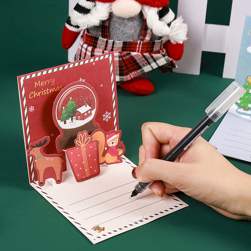 3D Χριστουγεννιάτικη ευχετήρια κάρτα, διπλωτή, χαρτόνι, τετραχρωπη εκτύπωση, απλό και μοντέρνο στυλ, Χριστουγεννιάτικη έκδοση