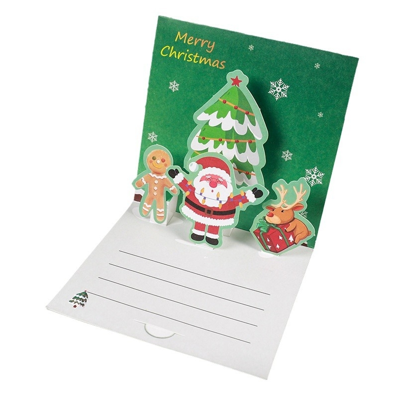 3D Χριστουγεννιάτικη ευχετήρια κάρτα, διπλωτή, χαρτόνι, τετραχρωπη εκτύπωση, απλό και μοντέρνο στυλ, Χριστουγεννιάτικη έκδοση
