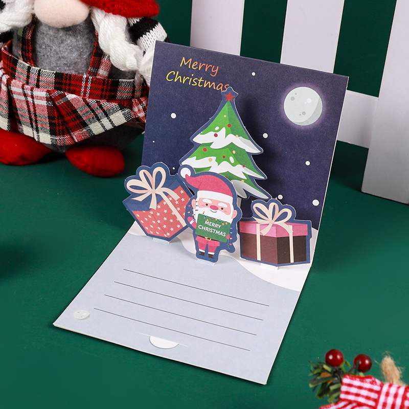 3D Χριστουγεννιάτικη ευχετήρια κάρτα, διπλωτή, χαρτόνι, τετραχρωπη εκτύπωση, απλό και μοντέρνο στυλ, Χριστουγεννιάτικη έκδοση
