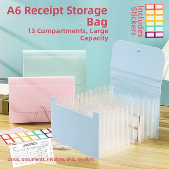 A6 mini 13-priehradková akordeónová schránka, PP materiál, prispôsobenie, tlač loga (Model sy241226)