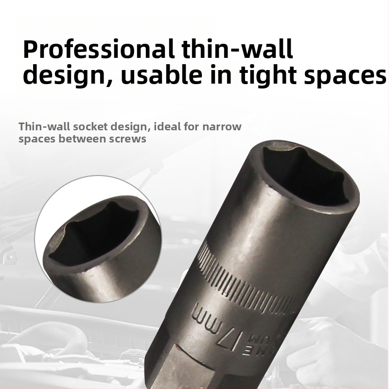 Pneumatický socket kľúč, predĺžený dosah, vanadiová oceľ s elektroforéznym povrchom, nástroj na opravy áut