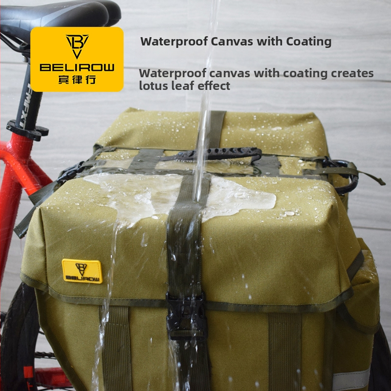 Plátenný pannier na bicykel, s výstelkou, kapacita 30/43/50 L, model Canvas pannier, značka Belirow