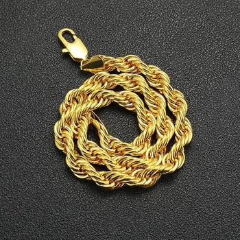 Ogrlica s 18K pozlaćena, uvijena užadasta lanac, prilagodljiva