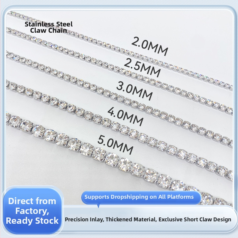 Nehrđajući čelik kandžasti lanac s inlay kamenjem, prilagodljiv, ljetno izdanje 2024