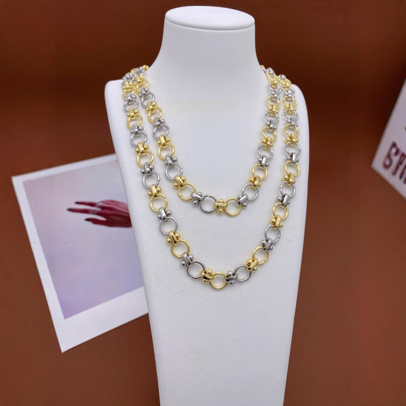 Metalni lanac, ručno izrađen, elektroplatiranje 18k, jesen 2024