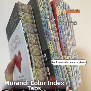 Gradijentne boje indeksnih naljepnica i bilježaka za klasifikaciju, Morandi paleta, elegantne bilježnice za učenike i šareni fluorescencijski knjižni markeri