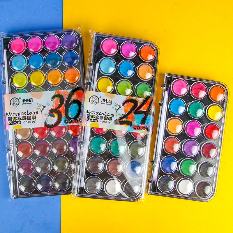 Комплект гуаш за начинаещи Little Carney с мултицветен твърд пигмент; опаковка: мултицветни пигменти; за рисуване гуаш; подходящ за подарък