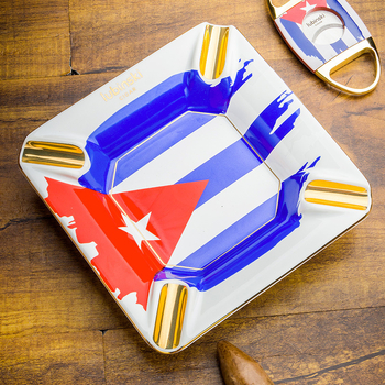 LUBINSKI set de trei piese pentru țigări: brichetă rezistentă la vânt, cenușar cu patru compartimente, foarfecă cu lamă dublă, construcție metalică