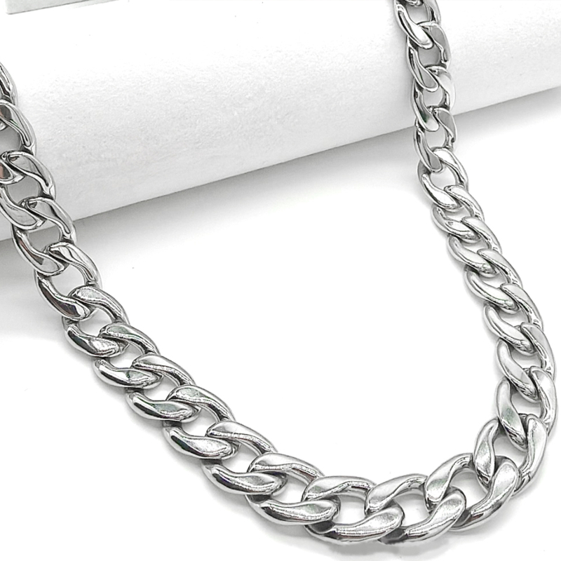 Titánacélból készült kubai láncnyaklánc – elektroplatírozás, modell L0001, testreszabható hossz