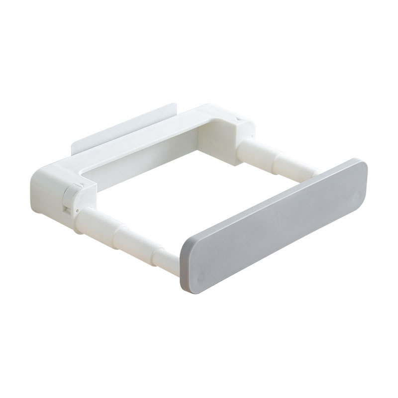 Raft extensibil patentat pentru chiuvetă, pliabil și rotativ, din plastic, organizator de baie, montaj fără găuri cu adeziv