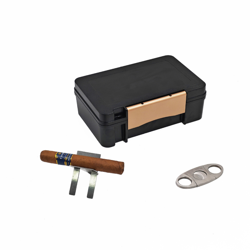 Cutie pentru trabucuri: portabilă, impermeabilă, sigilată; capacitate 10 trabucuri; carcasă ABS.