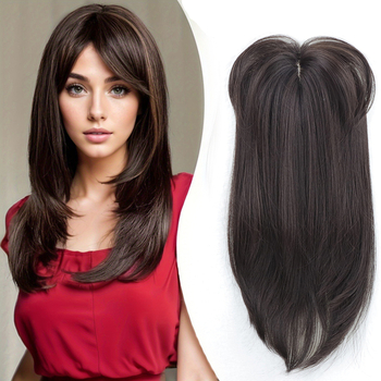 Piesă de păr pentru femei - fibră rezistentă la temperaturi înalte, respirabilă, procesare mecanică, păr lung, buclat, cu breton