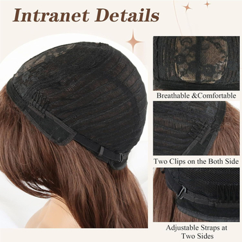 Perucă: păr lung buclat, bretonă cu opt caractere, stil cu valuri mari, mai multe niveluri, fibre rezistente la temperatură