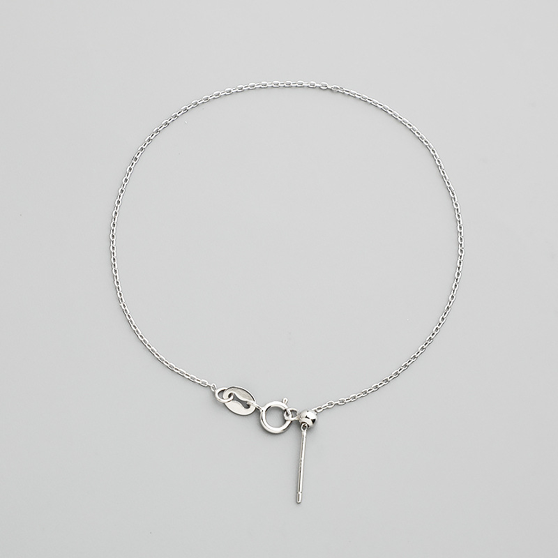 S925 srebrni križni lanac s malim rupicama za navijanje perlica, podesiva narukvica/anklet za DIY nakit