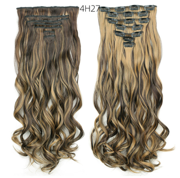 Calles set de 7 extensii păr clip-in, bucle sintetice, fibre rezistente la căldură, volum