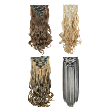 Calles set de 7 extensii păr clip-in, bucle sintetice, fibre rezistente la căldură, volum