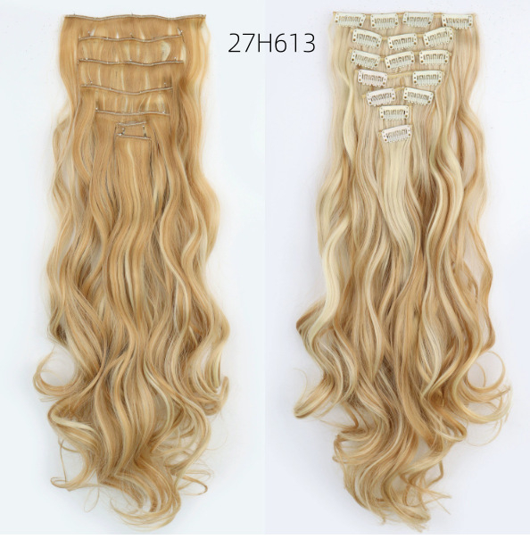 Calles set de 7 extensii păr clip-in, bucle sintetice, fibre rezistente la căldură, volum