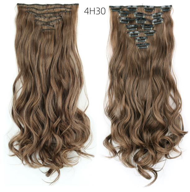 Calles set de 7 extensii păr clip-in, bucle sintetice, fibre rezistente la căldură, volum